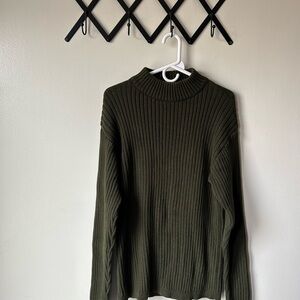 Forest Green Ribbed Turtleneck Sweater